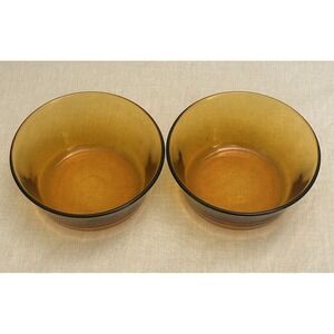 Vintage Duralex France Amber Glass Bowls 4" Gigogne Set of‎ 2 Retro